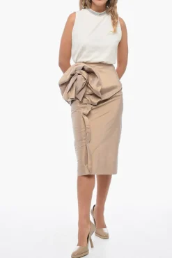 Best MM1 Longuette in Misto Satin di Seta con Drappeggio Donna Gonne