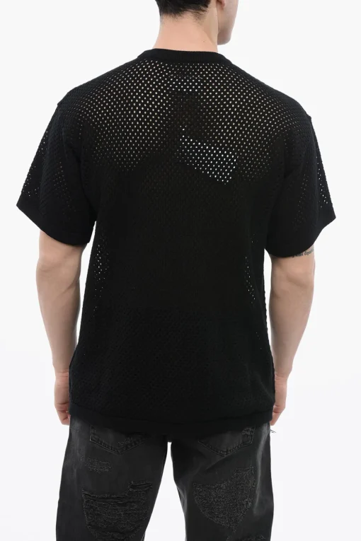 MM6 Maglia Girocollo in Cotone Openwork>Maison Margiela Discount