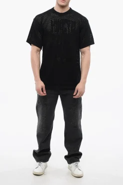 MM6 Maglia Girocollo in Cotone Openwork></noscript>Maison Margiela Discount