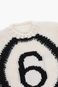 MM6 Maglia Girocollo in Misto Lana con Orlo Asimmetrico>Maison Margiela Kids Outlet