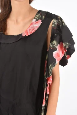 Outlet MM0 maxi dress stampa floreale in seta cold shoulder Donna Vestiti