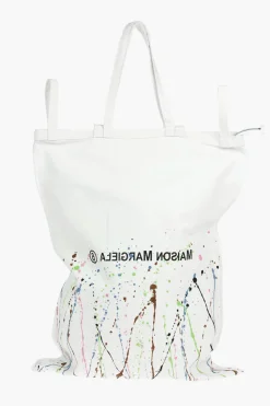 Fashion MM6 Maxi Tote Bag in Tela in Stampa PAINT-SPLATTER con Logo Donna Borse A Mano