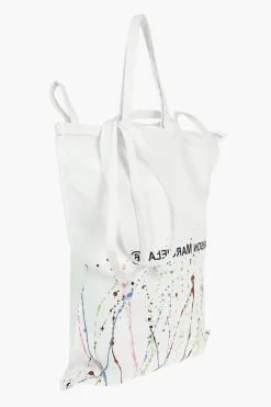 Fashion MM6 Maxi Tote Bag in Tela in Stampa PAINT-SPLATTER con Logo Donna Borse A Mano