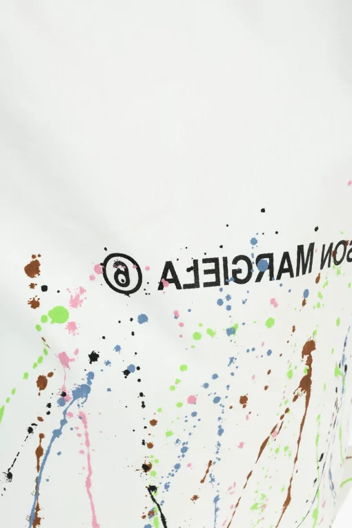 Fashion MM6 Maxi Tote Bag in Tela in Stampa PAINT-SPLATTER con Logo Donna Borse A Mano