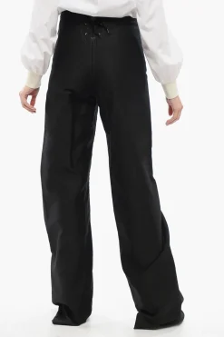 MM5 Pantaloni in Cotone Satinato con Bottoni>Maison Margiela New