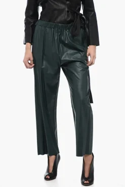 Hot MM6 Pantaloni in Ecopelle con Elastico in Vita Donna Pantaloni