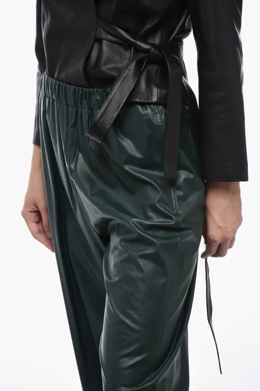 Hot MM6 Pantaloni in Ecopelle con Elastico in Vita Donna Pantaloni