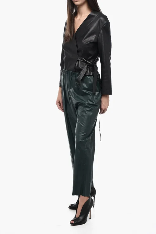 Hot MM6 Pantaloni in Ecopelle con Elastico in Vita Donna Pantaloni