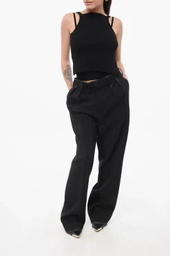 Online MM3 Pantaloni in Lana Wide Leg Donna Pantaloni