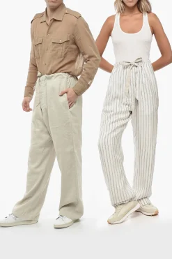 Outlet MM1 Pantaloni Reversibili UNISEX in Misto Lino Donna Pantaloni|Pantaloni