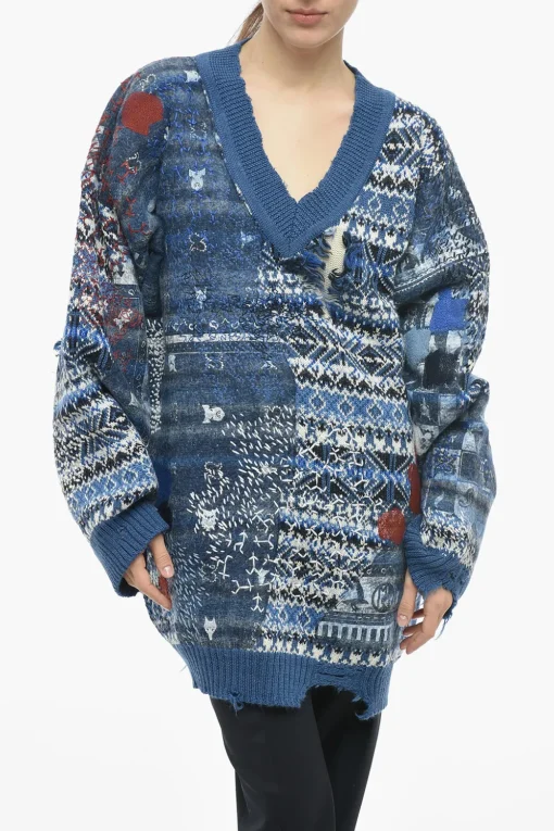 MM0 Pullover in Misto Lana con Collo a V>Maison Margiela Clearance