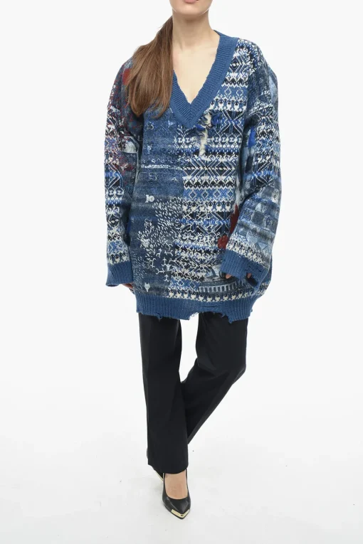 MM0 Pullover in Misto Lana con Collo a V>Maison Margiela Clearance