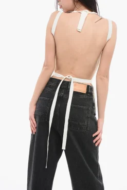 MM6 Top Bareback in Maglia con Fondo Sfrangiato>Maison Margiela Hot