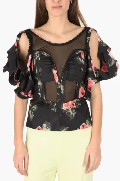 MM0 top crop stampa floreale scollo illusion>Maison Margiela Best