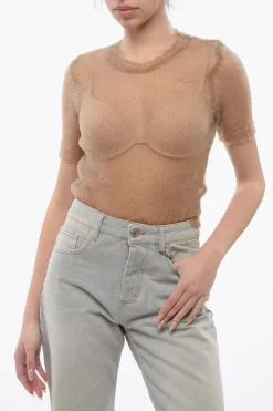 New MM0 Top See Through in Maglia di Nylon Donna T-Shirts E Tops