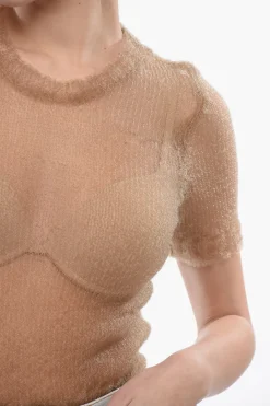 New MM0 Top See Through in Maglia di Nylon Donna T-Shirts E Tops