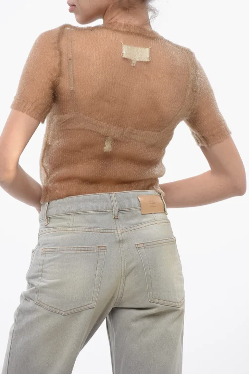 New MM0 Top See Through in Maglia di Nylon Donna T-Shirts E Tops