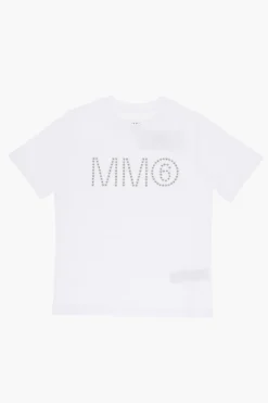 Hot MM6 T-Shirt Girocollo in Tinta Unita con Borchie Abbigliamento