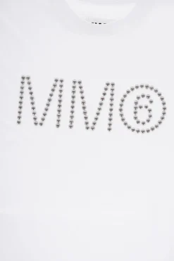 Hot MM6 T-Shirt Girocollo in Tinta Unita con Borchie Abbigliamento
