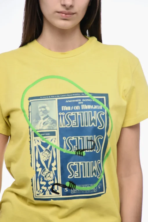 MM1 T-Shirt Girocollo SMILES in Cotone Stampato>Maison Margiela Fashion