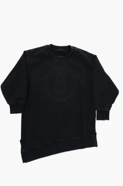 MM6 Vestito in Felpa Effetto Vintage con Orlo Asimmetrico>Maison Margiela Kids Fashion