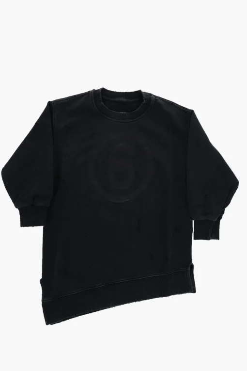 MM6 Vestito in Felpa Effetto Vintage con Orlo Asimmetrico>Maison Margiela Kids Fashion