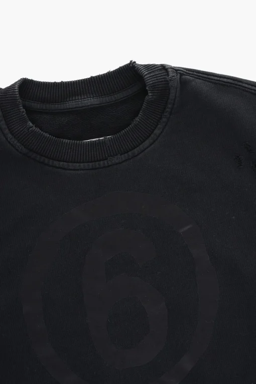 MM6 Vestito in Felpa Effetto Vintage con Orlo Asimmetrico>Maison Margiela Kids Fashion