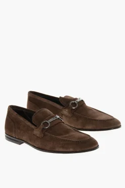 Mocassini Bit In Suede Con Suola In Cuoio>Corneliani Hot