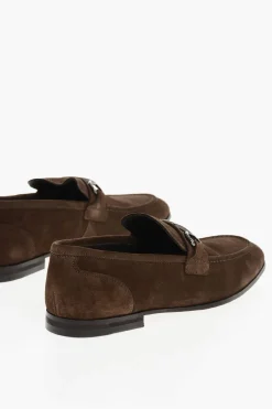 Mocassini Bit In Suede Con Suola In Cuoio>Corneliani Hot