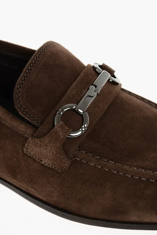 Mocassini Bit In Suede Con Suola In Cuoio>Corneliani Hot
