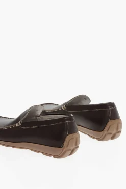 Discount Mocassini in Pelle con Punta Squadrata Uomo Mocassini