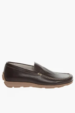 Discount Mocassini in Pelle con Punta Squadrata Uomo Mocassini