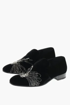 Fashion Mocassini in Velluto con Applicazione Brillanti Uomo Mocassini