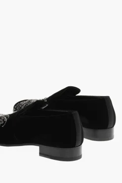 Fashion Mocassini in Velluto con Applicazione Brillanti Uomo Mocassini