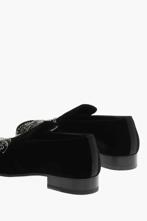 Fashion Mocassini in Velluto con Applicazione Brillanti Uomo Mocassini