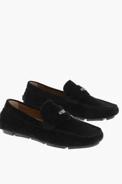 Mocassini Penny in Suede con Logo Effetto Argentato>Versace Sale