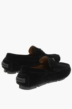 Mocassini Penny in Suede con Logo Effetto Argentato>Versace Sale