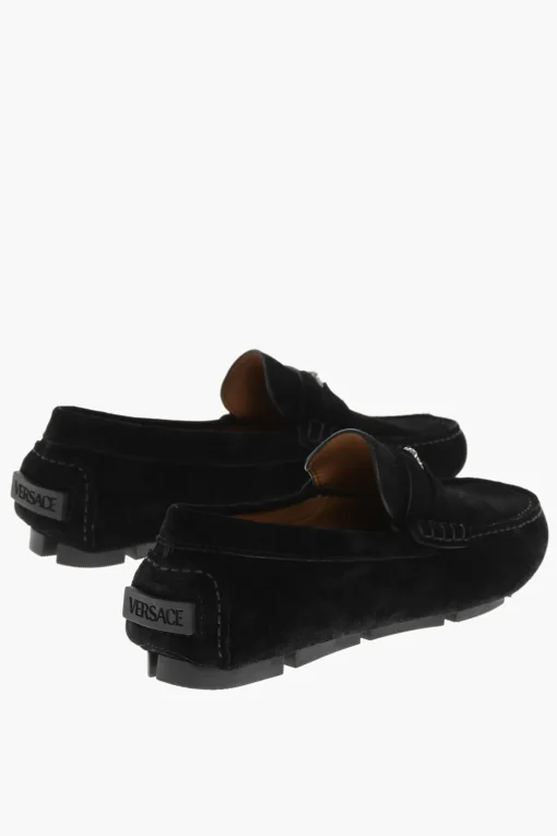 Mocassini Penny in Suede con Logo Effetto Argentato>Versace Sale