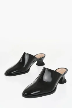 New Mules in Pelle Lucida con Tacco a Rocchetto 5,5cm Donna Scarpe Con Tacco