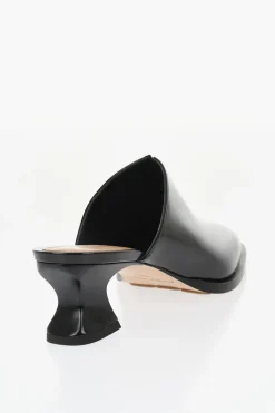 New Mules in Pelle Lucida con Tacco a Rocchetto 5,5cm Donna Scarpe Con Tacco