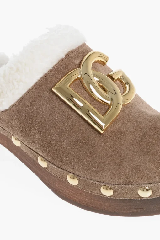 Mules in Suede TROPICANA con Tacco Wedge in Legno 5cm>Dolce & Gabbana Clearance