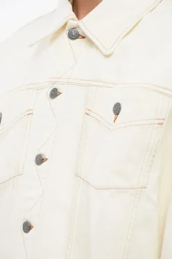 Clearance NATACHA RAMSAY-LEVI Giubbotto in Denim con Cuciture a Vista e Bordo Sfrangiato Uomo Giubbotti