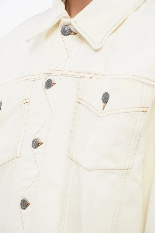 Clearance NATACHA RAMSAY-LEVI Giubbotto in Denim con Cuciture a Vista e Bordo Sfrangiato Uomo Giubbotti