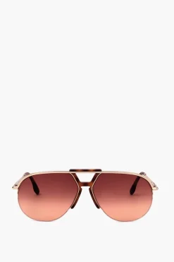 Occhiali da Sole Aviator con Dettaglio Tartarugato>Victoria Beckham Online