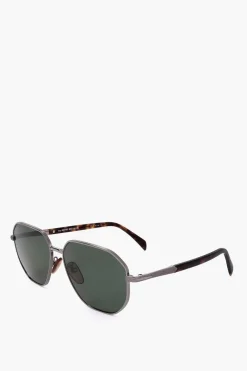 Occhiali da Sole in Metallo con Aste Tartarugate>David Beckham Fashion