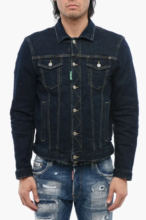 Fashion ONE LIFE ONE PLANET Giubbotto in Denim Ricamato Uomo Giubbotti