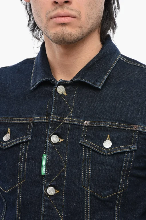 Fashion ONE LIFE ONE PLANET Giubbotto in Denim Ricamato Uomo Giubbotti