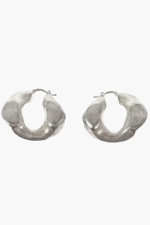Orecchini a Cerchio Asimmetrici in Ottone Opaco>Jil Sander New