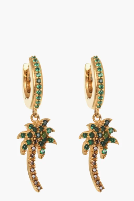 Orecchini a Cerchio con Strass e Pendente a Forma di Palma>Palm Angels Online