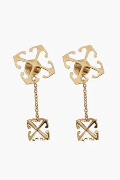 Orecchini DOUBLE ARROW in Ottone Effetto Dorato>Off-White Best
